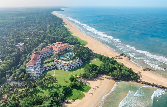 Pristine tropical beach on Sri Lanka's southern coast at golden hour